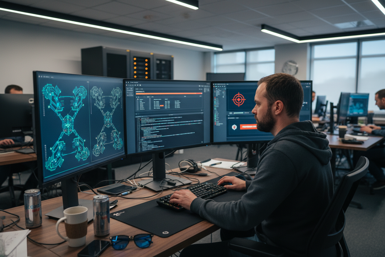 Penetration testing professional conducting security assessment