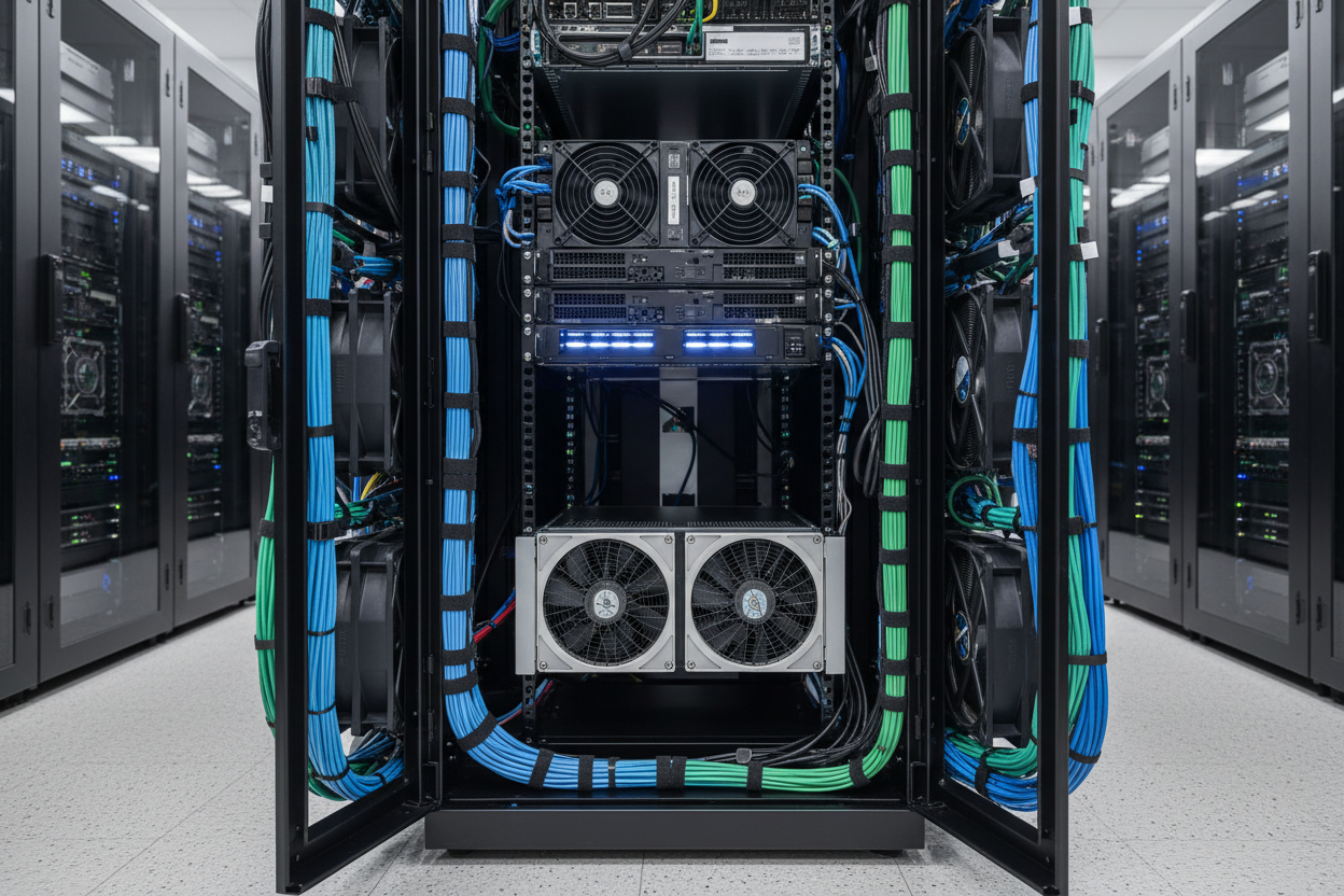 New modern server installed in data center