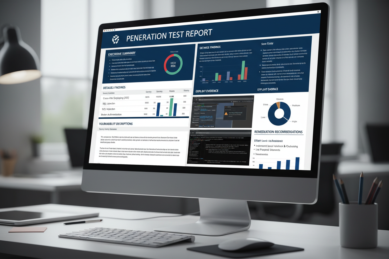 Penetration test report with detailed findings