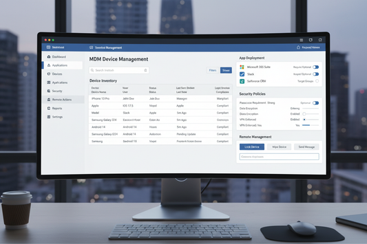 Device management interface with controls