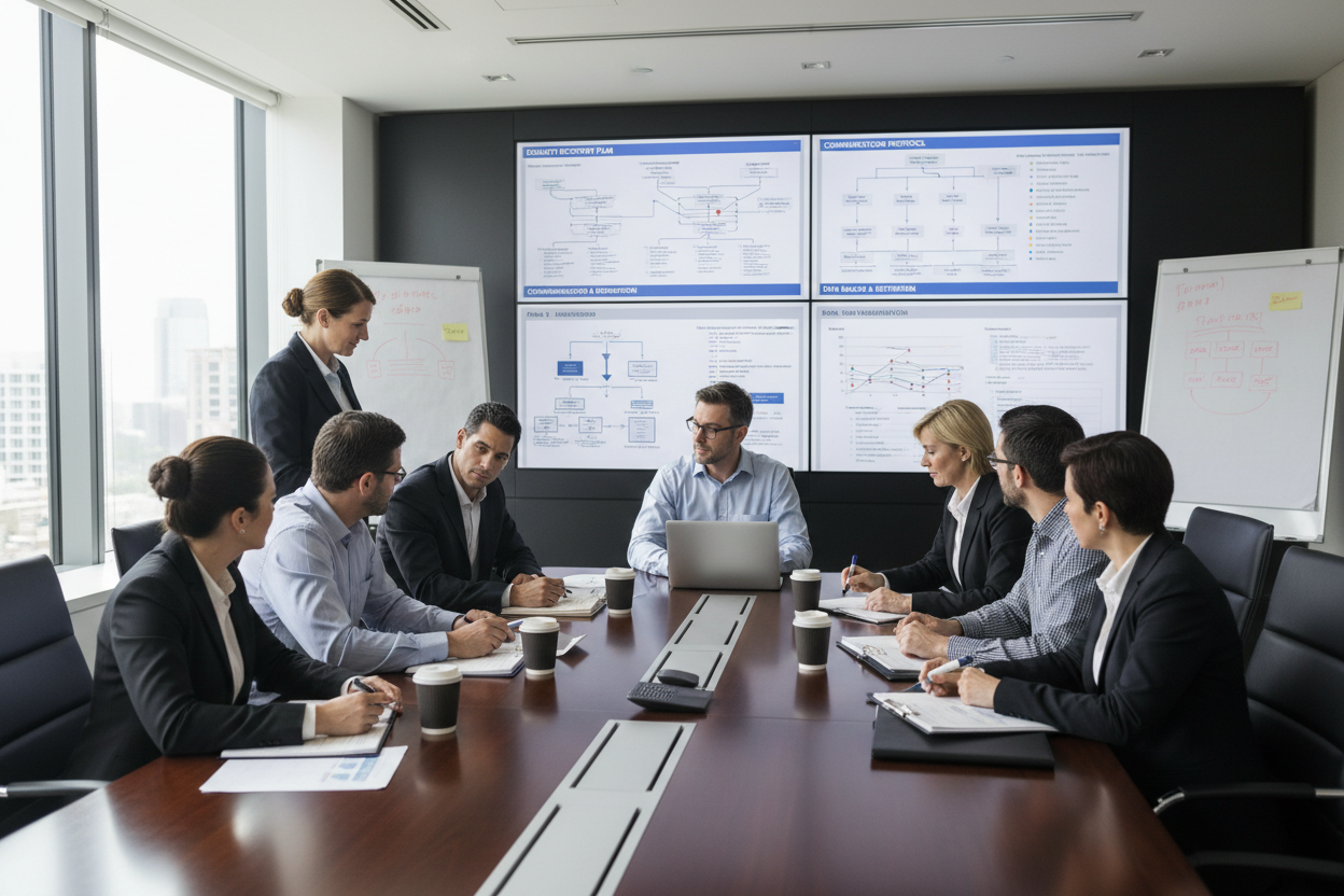 Business continuity planning meeting with executives